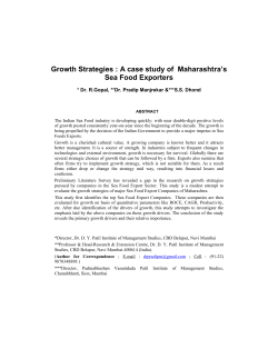 Growth Strategies : A case study of Maharashtra`s Sea Food Exporters