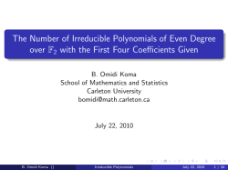 The Number of Irreducible Polynomials of Even Degree over F2 with
