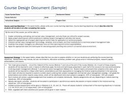 Course Design Document Sample