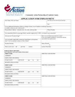 Application for Employment - Community Action Partnership of