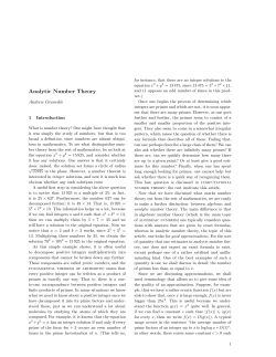 Analytic Number Theory