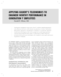 Applying Gilbert`s Teleonomics to Engineer Worthy Performance in