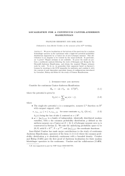 LOCALIZATION FOR A CONTINUUM CANTOR