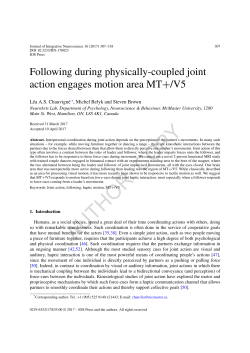 Following during physically-coupled joint action engages motion