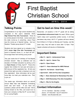 APRI L 2 0 1 4 - First Baptist Christian School&mdash;Danville, Illinois