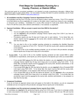 First Steps for Candidates Running for a County, Precinct, or District