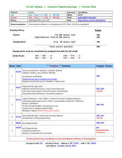 CIS 103 Syllabus | Computer Programming Logic | Summer 2016