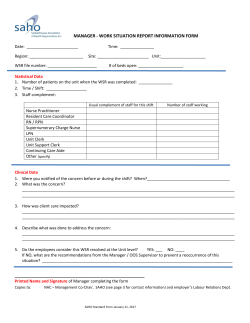 Manager - Work Situation Report Information Form January 11, 2017
