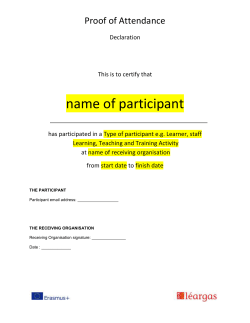 Erasmus+ KA2 Sample LTTA Staff/Learner Proof of