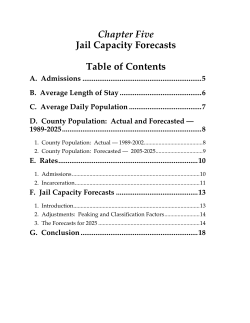 Chapter Five Jail Capacity Forecasts Table of Contents