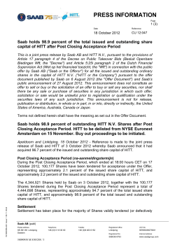PRESS INFORMATION Page 1 (3) Date Reference 18 October 2012