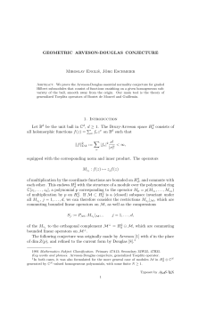 GEOMETRIC ARVESON-DOUGLAS CONJECTURE Miroslav Engli&scaron;