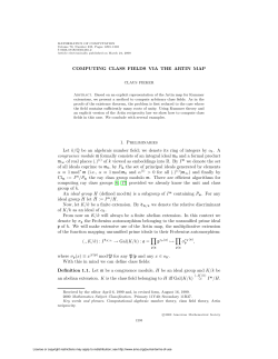 COMPUTING CLASS FIELDS VIA THE ARTIN MAP 1. Preliminaries