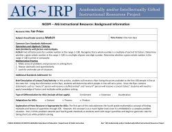 NCDPI &ndash; AIG Instructional Resource: Background Information