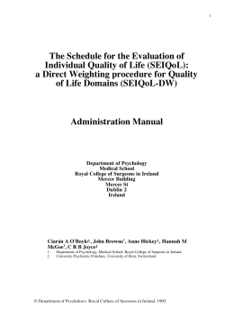 The Schedule for the Evaluation of Individual Quality of Life (SEIQoL