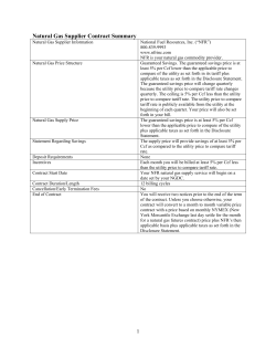 Natural Gas Supplier Contract Summary