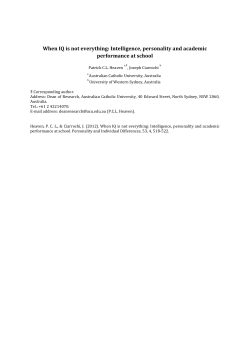 Intelligence, personality and academic performance at school