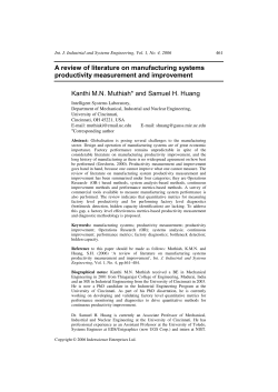 A review of literature on manufacturing systems productivity