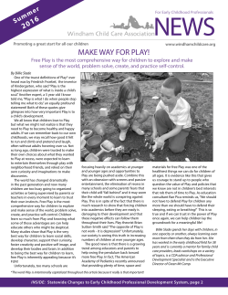 MAKE WAY FOR PLAY! - Windham Child Care Association
