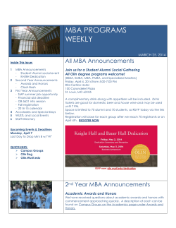 MBA PROGRAMS WEEKLY MARCH 25, 2014 Inside This Issue