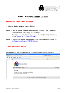 NWU &ndash; Network Access Control Prerequisite steps, before you begin