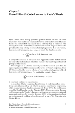From Hilbert`s Cube Lemma to Rado`s Thesis