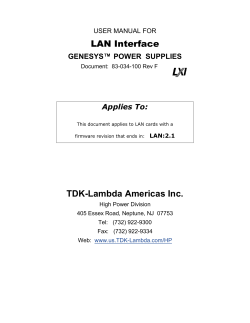 USER MANUAL FOR LAN GENESYSTM POWER SUPPLIES