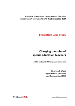 Changing roles of special education teachers in NSW Public Schools