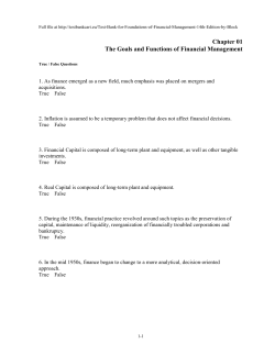 Chapter 01 The Goals and Functions of Financial
