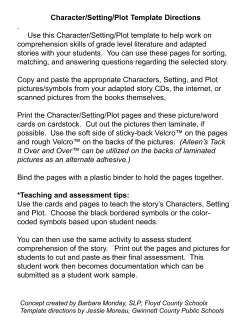 Character/Setting/Plot Template Directions