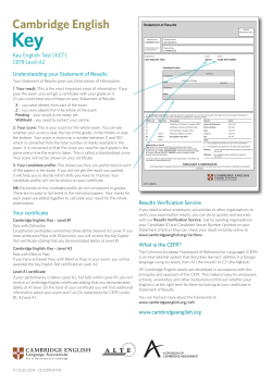 Understanding your Statement of Results Your certificate Results