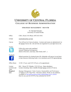 STRATEGIC MANAGEMENT &ndash; MAN 4720 Dr. Marshall Schminke