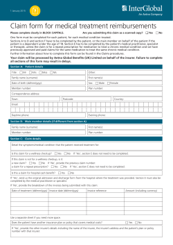 Claim form for medical treatment reimbursements