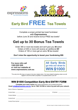 Early Bird + Win $1000 Competition Entry Form