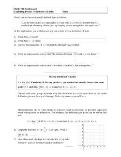 A Precise Definition of Limit