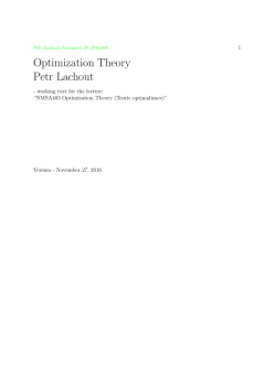 Optimization Theory Petr Lachout