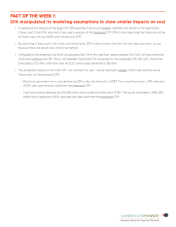 FACT OF THE WEEK 1: EPA manipulated its modeling assumptions