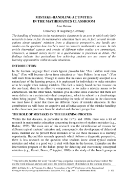 mistake-handling activities in the mathematics classroom