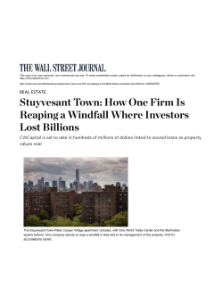Stuyvesant Town: How One Firm Is Reaping a