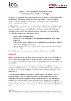 ico and ofcom joint initiative – tackling nuisance calls and messages