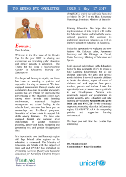 THE GENDER EYE NEWSLETTER ISSUE 1: May*17 2017