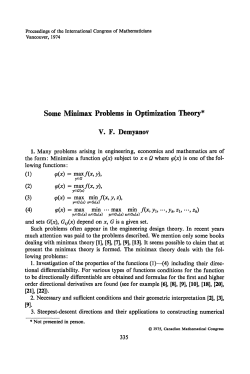 Some Minimax Problems in Optimization Theory* V. F. Demyanov