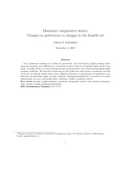 Monotone comparative statics - Dorodnicyn Computing Centre of the