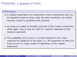Probability: a glossary of terms
