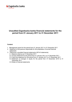Unaudited Zagrebacka banka financial statements for the period
