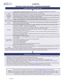 ALGORITHM Mucositis in Adults with Cancer: Screening and