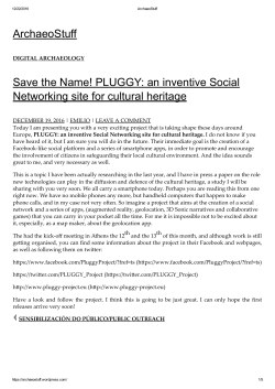 ArchaeoStuff Save the Name! PLUGGY: an inventive Social