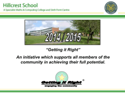 Behaviour for Learning