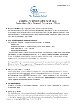 The Graduate School Guidelines for completing the RDC1 stage