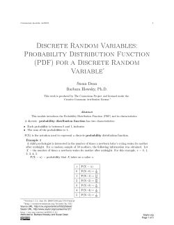 Discrete Random Variables: Probability Distribution Function (PDF
